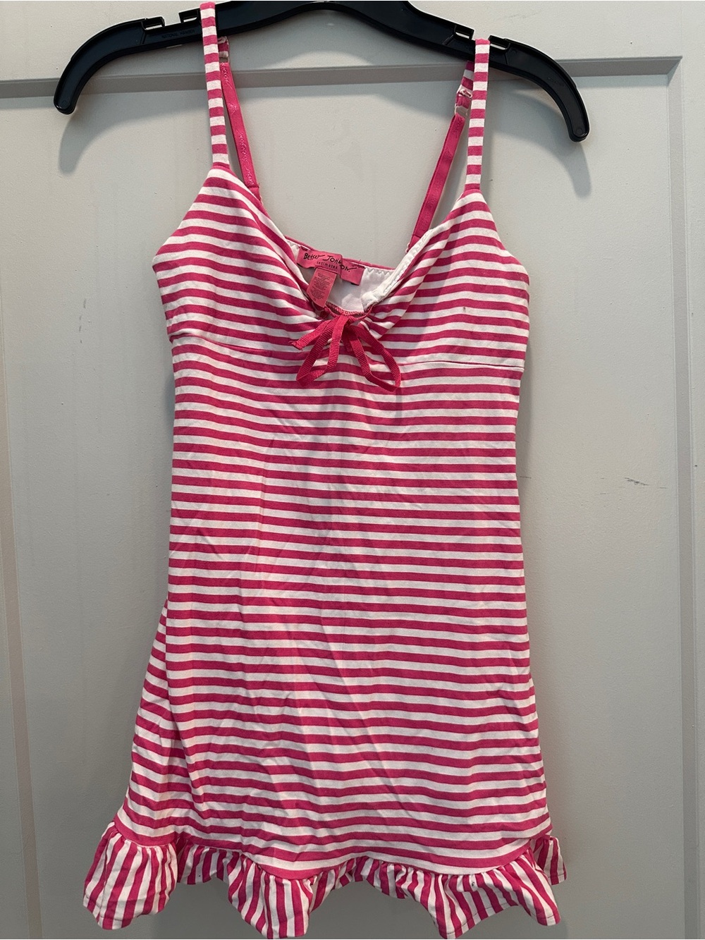 Betsey Johnson Pink and White Striped Tie-Front nightgown